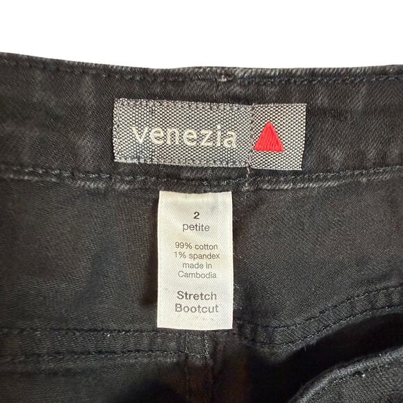 Venezia Jeans Womens 2 Petite Black Denim Stretch High-Rise Bootcut Leg Classic - Picture 8 of 14